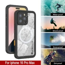 IPhone 16 Pro Max Waterproof Case, Punkcase [Extreme Mag Series] Armor Cover W/ Built In Screen Protector [Grey] -Phone Vibe Shop iphone 16 pro max waterproof case punkcase extreme mag series slim fit ip68 certified shockproof snowproof dirtproof military grade rugged innovative design armor cover 8 7b1f4683 b10
