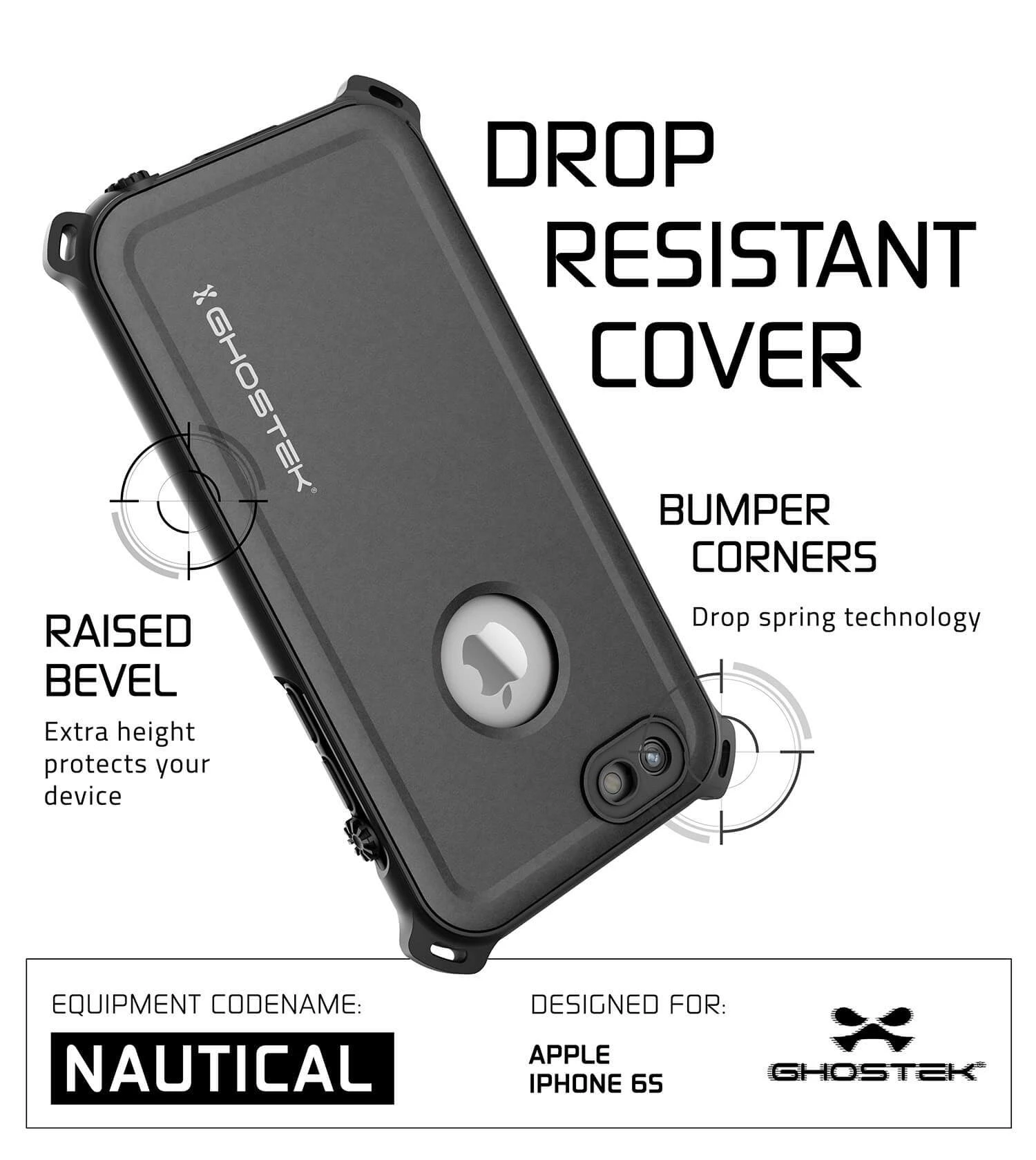 IPhone 6S/6 Waterproof Case, Ghostek® Nautical Black Series| Underwater | Aluminum Frame | Ultra Fit 5 IPhone 6S/6 Waterproof Case, Ghostek® Nautical Black Series| Underwater | Aluminum Frame | Ultra Fit - Image 3