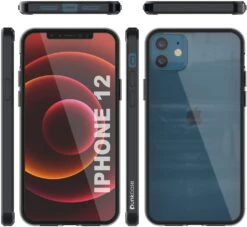 IPhone 12 Case Punkcase® LUCID 2.0 Crystal Black Series W/ PUNK SHIELD Screen Protector | Ultra Fit -Phone Vibe Shop iphone 12 case punkcase lucid 2 0 series for apple iphone 12 slim aluminum frame shock absorbingultimate protection slim frame virtually indestructible crystal black 1