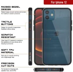 IPhone 12 Case Punkcase® LUCID 2.0 Crystal Black Series W/ PUNK SHIELD Screen Protector | Ultra Fit -Phone Vibe Shop iphone 12 case punkcase lucid 2 0 series for apple iphone 12 slim aluminum frame shock absorbingultimate protection slim frame virtually indestructible crystal black 3