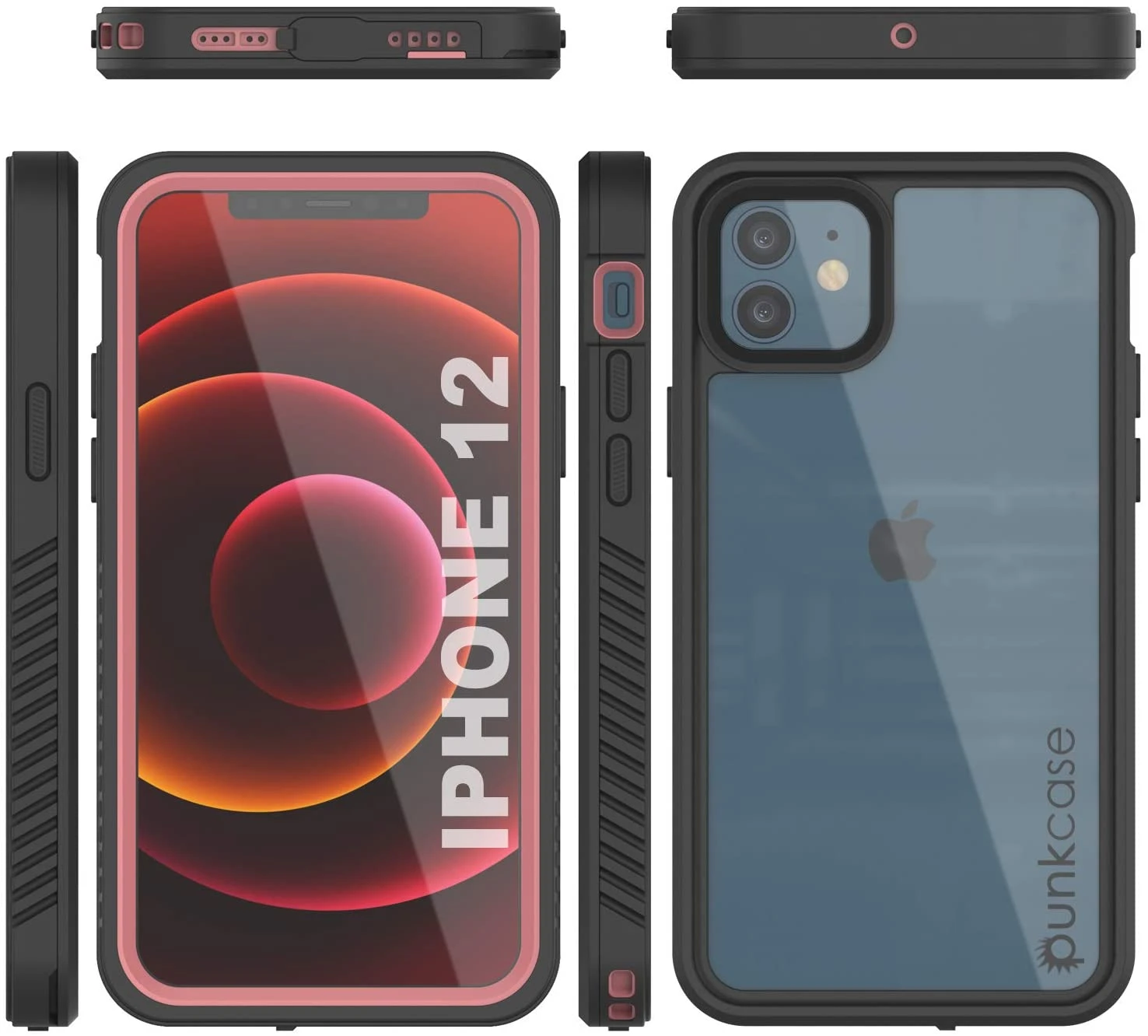 IPhone 12Waterproof Case, Punkcase [Extreme Series] Armor Cover W/ Built In Screen Protector [Pink]