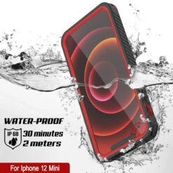 IPhone 12 Mini Waterproof Case, Punkcase [Extreme Series] Armor Cover W/ Built In Screen Protector [Red] -Phone Vibe Shop iphone 12 mini caseaterproof punkcase extreme series ultra slim fit ip68 certified military grade scratch resistant shockproof snowproof dirtproof armor red 4