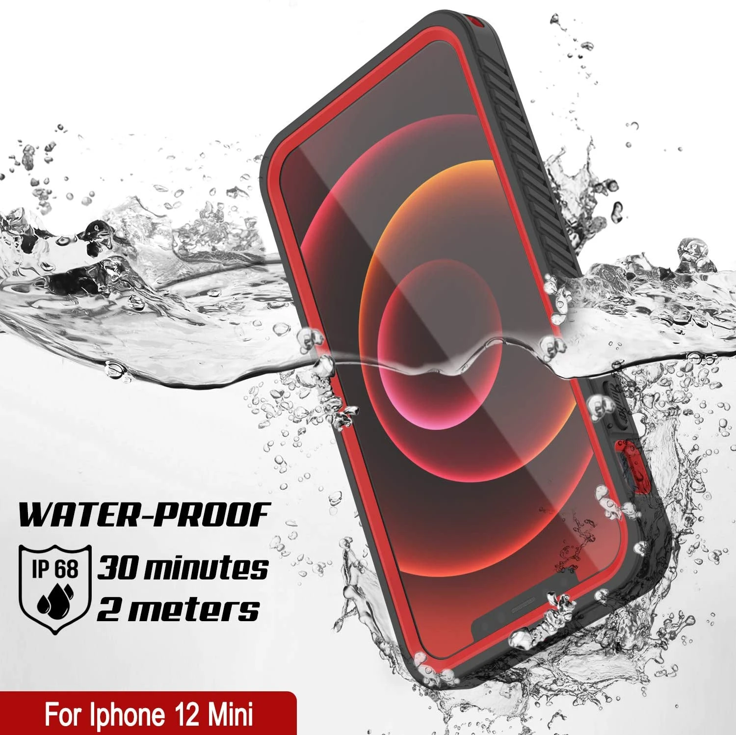 IPhone 12 Mini Waterproof Case, Punkcase [Extreme Series] Armor Cover W/ Built In Screen Protector [Red] - Image 4