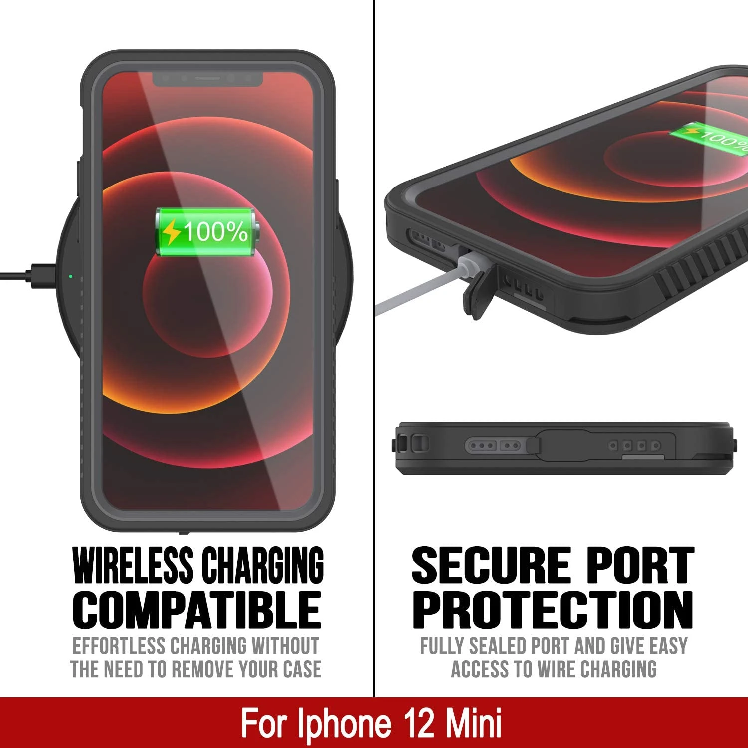 IPhone 12 Mini Waterproof Case, Punkcase [Extreme Series] Armor Cover W/ Built In Screen Protector [Red] - Image 8