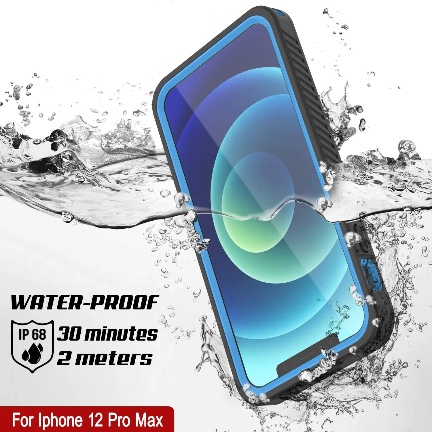 IPhone 12 Pro Max Waterproof Case, Punkcase [Extreme Series] Armor Cover W/ Built In Screen Protector [Light Blue] - Image 3
