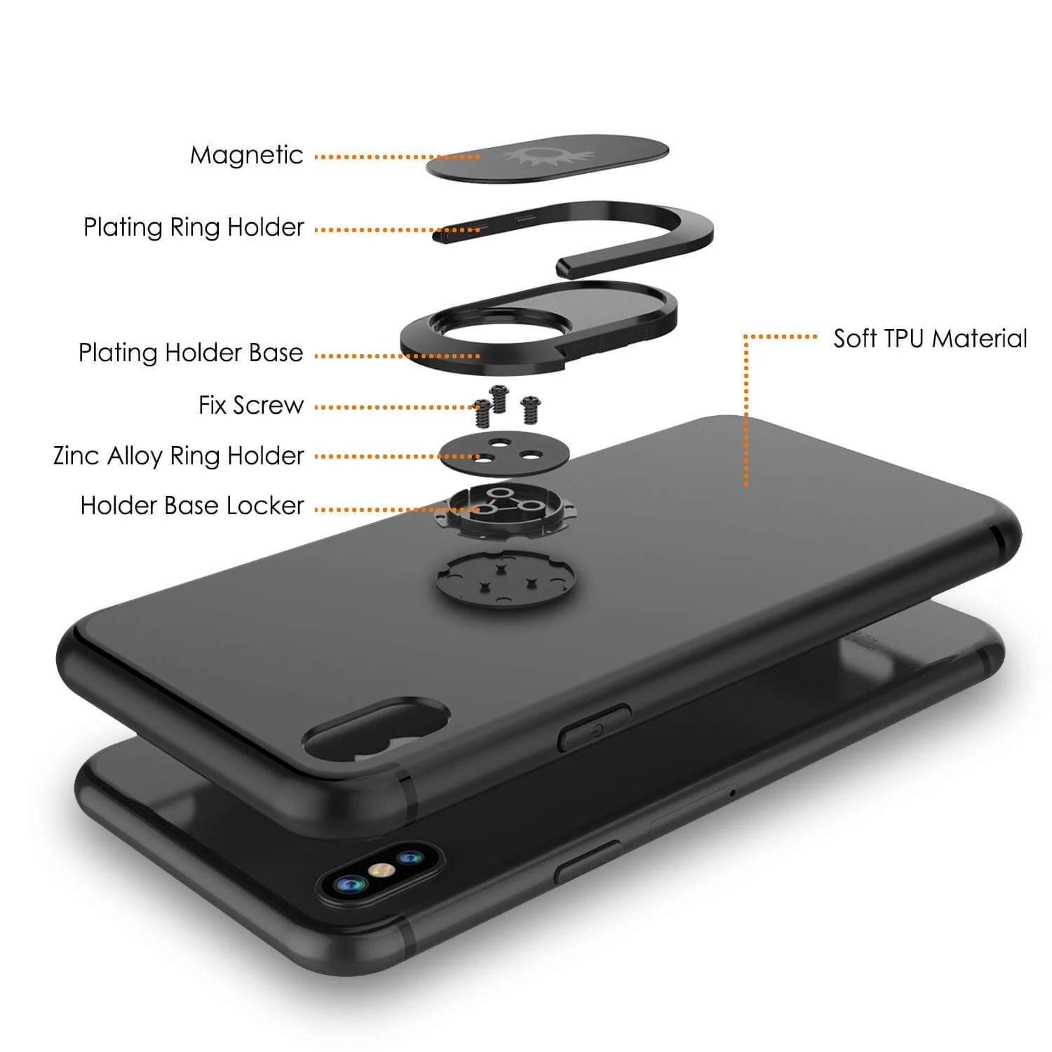 IPhone XS Case, Punkcase Magnetix Protective TPU Cover W/ Kickstand, Tempered Glass Screen Protector [Black] - Image 5