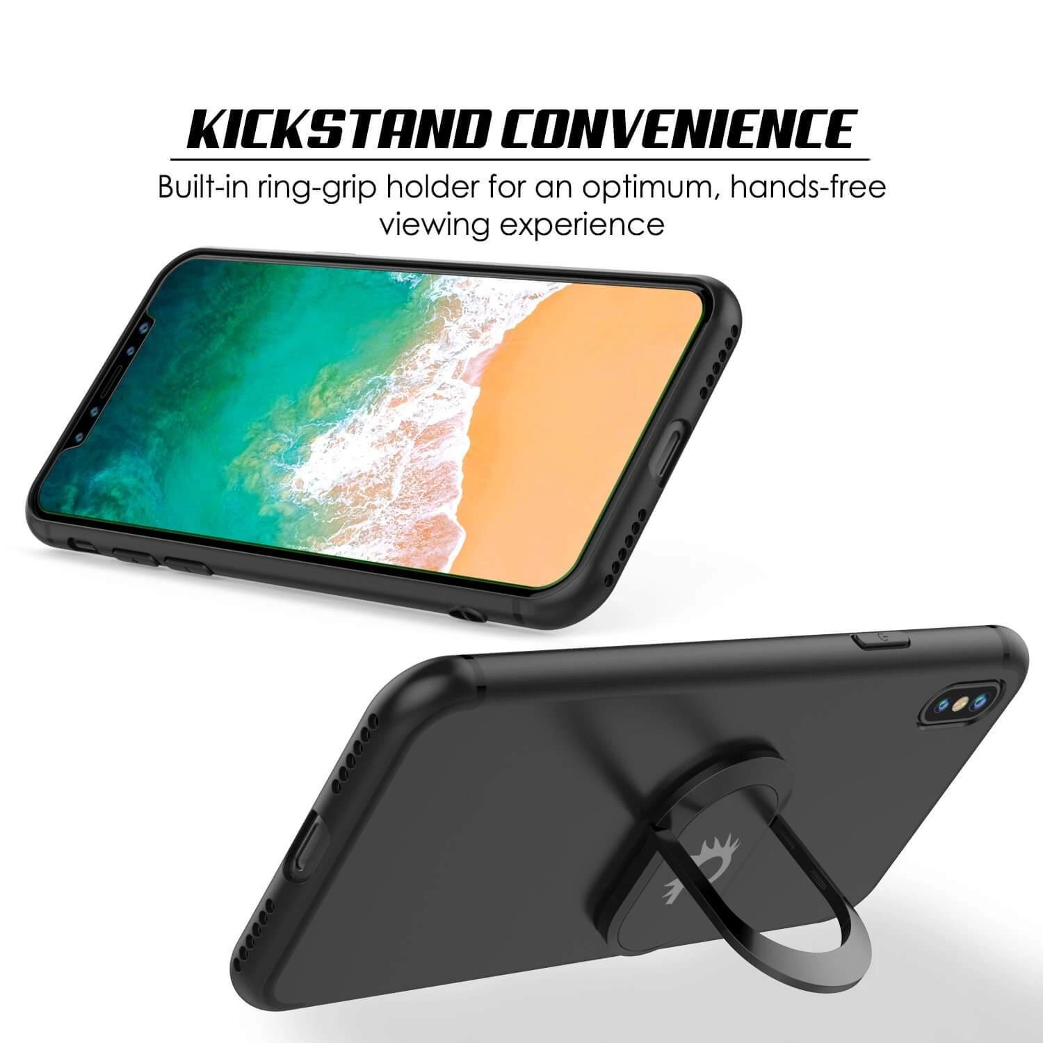 IPhone XS Max Case, Punkcase Magnetix Protective TPU Cover W/ Kickstand, Tempered Glass Screen Protector [Black] - Image 3