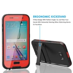 Galaxy S6 Waterproof Case, Punkcase SpikeStar Red Water/Shock/Dirt/Snow Proof | Lifetime Warranty -Phone Vibe Shop kickstand 23b72ec4 abc2 4d86 b166 f231e7f7e5a5