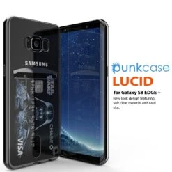 Galaxy S8 Plus Case, PUNKCASE® LUCID Black Series | Card Slot | SHIELD Screen Protector | Ultra Fit -Phone Vibe Shop perspektive 2 lucid s8edge