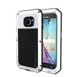 Galaxy S6 EDGECase, PUNKcase Metallic White ShockproofSlim Metal Armor Case