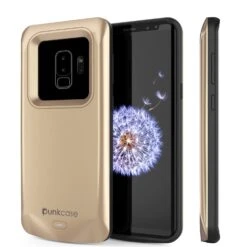 Galaxy S9 PLUS Battery Case, PunkJuice 5000mAH Fast Charging Power Bank W/ Screen Protector | Integrated USB Port | IntelSwitch | Slim, Secure And Reliable | Suitable For Samsung Galaxy S9+ [Gold]