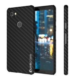 Google Pixel 2 XLCarbonShield Heavy Duty & Ultra Thin 2 Piece Dual Layer PU Leather Cover [shockproof][non Slip] With Tempered Glass Screen Protector For Google Pixel 2 XL [Jet Black]
