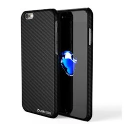 IPhone 7 Case, Punkcase CarbonShield Jet Black With 0.3mm Tempered Glass