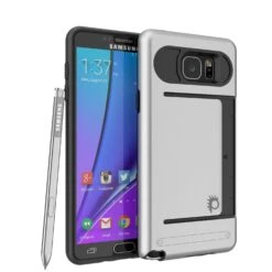 Galaxy Note 5 Case PunkCase CLUTCH Silver Series Slim Armor Soft Cover Case W/ Tempered Glass