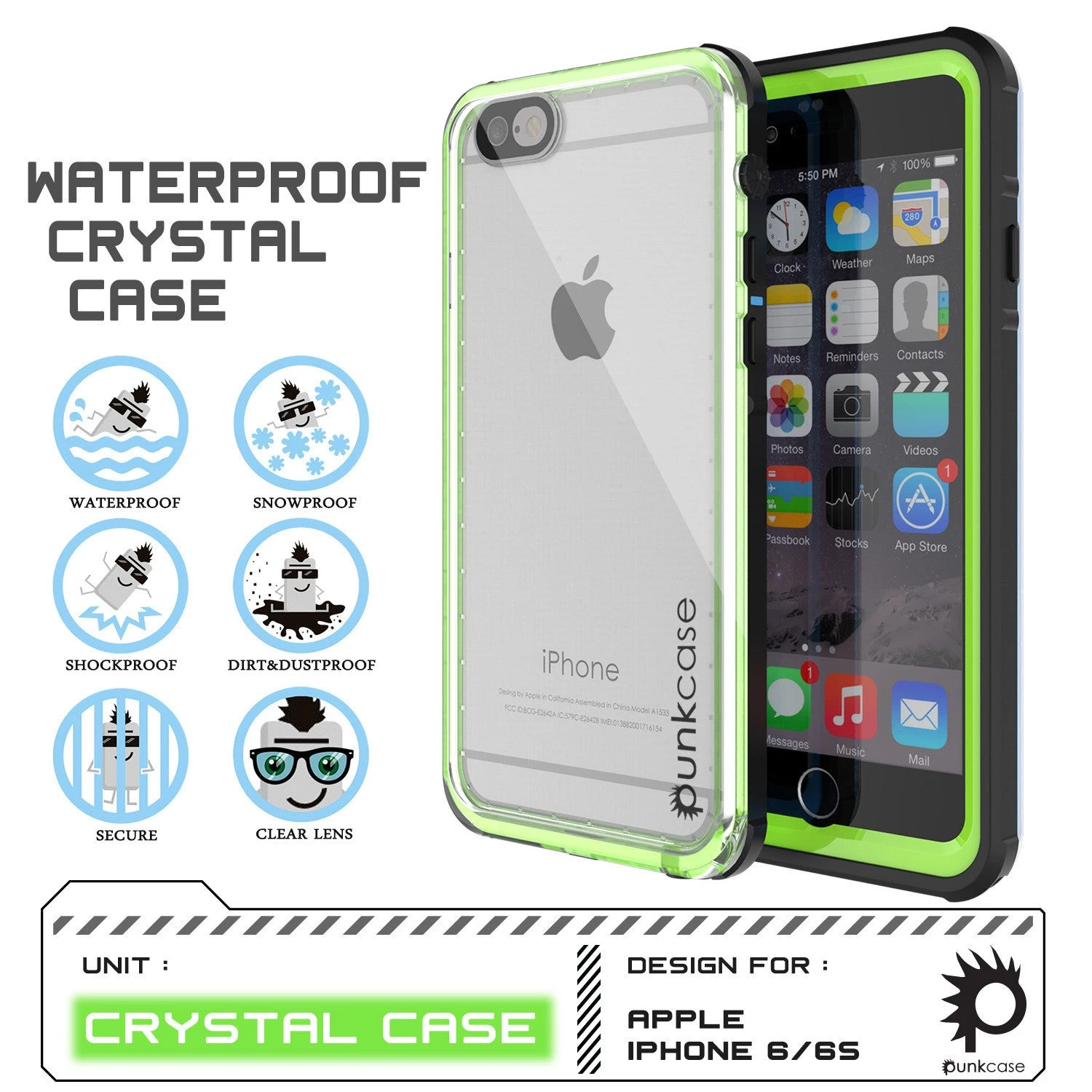 IPhone 6+/6S+ Plus Waterproof Case, PUNKcase CRYSTAL Light GreenW/ Attached Screen Protector 5 IPhone 6+/6S+ Plus Waterproof Case, PUNKcase CRYSTAL Light GreenW/ Attached Screen Protector - Image 3