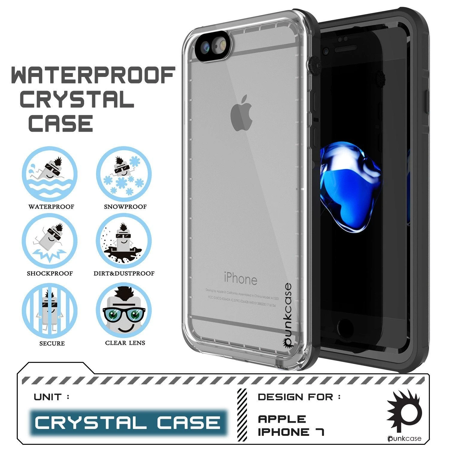 Apple IPhone 8 Waterproof Case, PUNKcase CRYSTAL Black W/ Attached Screen Protector| Warranty 4 Apple IPhone 8 Waterproof Case, PUNKcase CRYSTAL Black W/ Attached Screen Protector| Warranty - Image 2