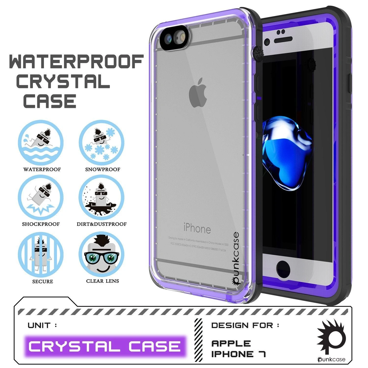 Apple IPhone 8 Waterproof Case, PUNKcase CRYSTAL Purple W/ Attached Screen Protector| Warranty 4 Apple IPhone 8 Waterproof Case, PUNKcase CRYSTAL Purple W/ Attached Screen Protector| Warranty - Image 2