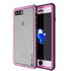IPhone 7+ Plus Waterproof Case, PUNKcase CRYSTAL Pink W/ Attached Screen Protector| Warranty