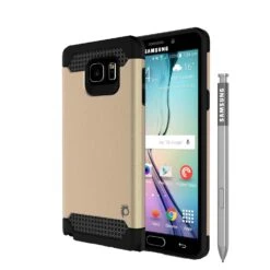 Galaxy Note 5 Case PunkCase Galactic Gold SeriesSlim Armor Soft Cover Case W/ Tempered Glass