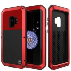 Galaxy S9 Metal Case, Heavy Duty Military Grade Rugged Armor Cover [shock Proof] Hybrid Full Body Hard Aluminum & TPU Design [non Slip] W/ Prime Drop Protection For Samsung Galaxy S9 [Red]