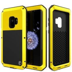 Galaxy S9 Metal Case, Heavy Duty Military Grade Rugged Armor Cover [shock Proof] Hybrid Full Body Hard Aluminum & TPU Design [non Slip] W/ Prime Drop Protection For Samsung Galaxy S9 [Neon]