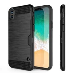 IPhone XR Case, PUNKcase [SLOT Series] Slim Fit Dual-Layer Armor Cover [Black]