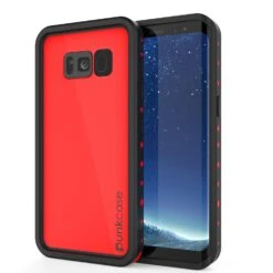 Galaxy S8 Plus Waterproof Case PunkCase StudStar Red Thin 6.6ft Underwater IP68 Shock/Snow Proof