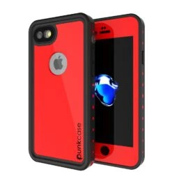 IPhone 8 Waterproof Case, Punkcase [Red] [StudStar Series] [Slim Fit] [IP68 Certified][Dirtproof] [Snowproof]