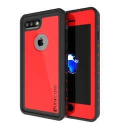 IPhone 7+ Plus Waterproof IP68 Case, Punkcase [Red] [StudStar Series] [Slim Fit] [Dirtproof]