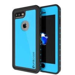 IPhone 8+ Plus Waterproof Case, Punkcase [StudStar Series] [Light Blue] [Slim Fit] [Shockproof] [Dirtproof] [Snowproof] Armor Cover