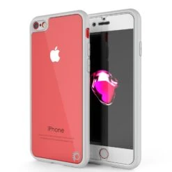 IPhone 7 Case [MASK Series] [WHITE] Full Body Hybrid Dual Layer TPU Cover W/ Protective Tempered Glass Screen Protector
