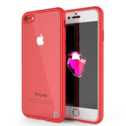 IPhone 8 Case [MASK Series] [RED] Full Body Hybrid Dual Layer TPU Cover W/ Protective Tempered Glass Screen Protector
