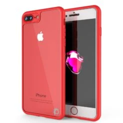 IPhone 7 PLUS Case [MASK Series] [RED] Full Body Hybrid Dual Layer TPU Cover W/ Protective Tempered Glass Screen Protector