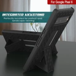 Punkcase Google Pixel 6 Case With Screen Protector, Holster Belt Clip [Black] -Phone Vibe Shop pixel 6 case punkcase with screen protector holster belt clip built in kickstand non slip dual layer hybrid tpu full body protection thin fit for Google pixel 6 black 3