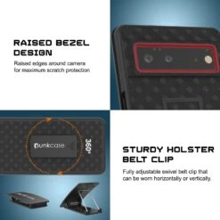 Punkcase Google Pixel 6 Case With Screen Protector, Holster Belt Clip [Black] -Phone Vibe Shop pixel 6 case punkcase with screen protector holster belt clip built in kickstand non slip dual layer hybrid tpu full body protection thin fit for Google pixel 6 black 7