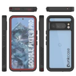 Google Pixel 8 Pro Waterproof Case, Punkcase [Extreme Series] Armor Cover W/ Built In Screen Protector [Red] -Phone Vibe Shop pixel 8 pro waterproof case punkcase extreme series slim fit ip68 certified shockproof snowproof dirtproof military grade rugged innovative design armor cover w built in screen 9 ff3f