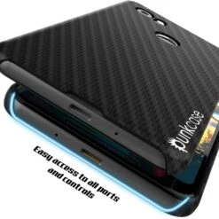 Google Pixel 2 XLCarbonShield Heavy Duty & Ultra Thin 2 Piece Dual Layer PU Leather Cover [shockproof][non Slip] With Tempered Glass Screen Protector For Google Pixel 2 XL [Jet Black] -Phone Vibe Shop port carbon case google pixel 2 XL