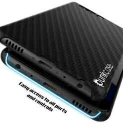 Huawei P10 Case, Punkcase CarbonShield, Heavy Duty & Ultra Thin 2 Piece Dual Layer PU Leather Cover [shockproof] [non Slip] With Tempered Glass Screen Protector For Huawei P10 [Jet Black] -Phone Vibe Shop port carbon case huawei p10