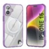 Punkcase IPhone 16 Magnetic Wireless Charging Case [ClearMag Series][Purple]