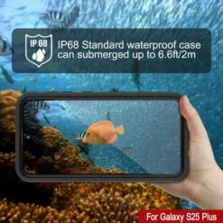 Galaxy S25 Plus Waterproof Case [Kickstud 2.0 Series] Protective IP68 Cover W/Screen Protector & Kickstand [Black] -Phone Vibe Shop punkcase for galaxy s25 plus waterproof case kickstud 2 0 seriess protective ip68 certified cover w screen protector kickstand ultra slim 360 protection slim fit innovative design 3 c