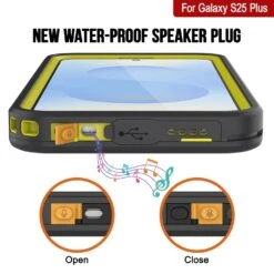 Galaxy S25 Plus Waterproof Case [Kickstud 2.0 Series] Protective IP68 Cover W/Screen Protector & Kickstand [Yellow] -Phone Vibe Shop punkcase for galaxy s25 plus waterproof case kickstud 2 0 seriess protective ip68 certified cover w screen protector kickstand ultra slim 360 protection slim fit innovative design 6 8