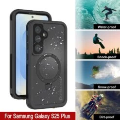 Galaxy S25 Plus Waterproof Case [Kickstud 2.0 Series] Protective IP68 Cover W/Screen Protector & Kickstand [Black] -Phone Vibe Shop punkcase for galaxy s25 plus waterproof case kickstud 2 0 seriess protective ip68 certified cover w screen protector kickstand ultra slim 360 protection slim fit innovative design 7 a