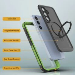 Galaxy S25 Waterproof Case [Kickstud 2.0 Series] Protective IP68 Cover W/Screen Protector & Kickstand [Green] -Phone Vibe Shop punkcase for galaxy s25 waterproof case kickstud 2 0 seriess protective ip68 certified cover w screen protector kickstand ultra slim 360 protection slim fit innovative design 5 64ecf0