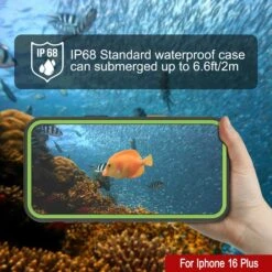 IPhone 16 Plus Waterproof Case [Kickstud 2.0 Series] Protective IP68 Cover W/Screen Protector & Kickstand [Green] -Phone Vibe Shop punkcase for iphone 16 plus waterproof case kickstud 2 0 seriess protective ip68 certified cover w screen protector kickstand ultra slim 360 protection slim fit innovative design 4 0b