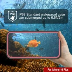 IPhone 16 Plus Waterproof Case [Kickstud 2.0 Series] Protective IP68 Cover W/Screen Protector & Kickstand [Pink] -Phone Vibe Shop punkcase for iphone 16 plus waterproof case kickstud 2 0 seriess protective ip68 certified cover w screen protector kickstand ultra slim 360 protection slim fit innovative design 4 1f
