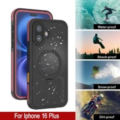 IPhone 16 Plus Waterproof Case [Kickstud 2.0 Series] Protective IP68 Cover W/Screen Protector & Kickstand [Pink] -Phone Vibe Shop punkcase for iphone 16 plus waterproof case kickstud 2 0 seriess protective ip68 certified cover w screen protector kickstand ultra slim 360 protection slim fit innovative design 6 50