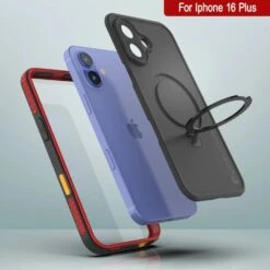 IPhone 16 Plus Waterproof Case [Kickstud 2.0 Series] Protective IP68 Cover W/Screen Protector & Kickstand [Red] -Phone Vibe Shop punkcase for iphone 16 plus waterproof case kickstud 2 0 seriess protective ip68 certified cover w screen protector kickstand ultra slim 360 protection slim fit innovative design 7 e9
