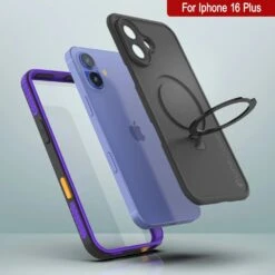IPhone 16 Plus Waterproof Case [Kickstud 2.0 Series] Protective IP68 Cover W/Screen Protector & Kickstand [Purple] -Phone Vibe Shop punkcase for iphone 16 plus waterproof case kickstud 2 0 seriess protective ip68 certified cover w screen protector kickstand ultra slim 360 protection slim fit innovative design 7 ee