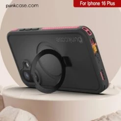 IPhone 16 Plus Waterproof Case [Kickstud 2.0 Series] Protective IP68 Cover W/Screen Protector & Kickstand [Pink] -Phone Vibe Shop punkcase for iphone 16 plus waterproof case kickstud 2 0 seriess protective ip68 certified cover w screen protector kickstand ultra slim 360 protection slim fit innovative design 8 0b