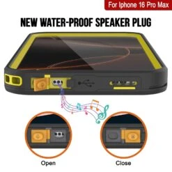 IPhone 16 Pro Max Waterproof Case [Kickstud 2.0 Series] Protective IP68 Cover W/Screen Protector & Kickstand (Yellow) -Phone Vibe Shop punkcase for iphone 16 pro max waterproof case kickstud 2 0 seriess protective ip68 certified cover w screen protector kickstand ultra slim 360 protection slim fit innovative design 5